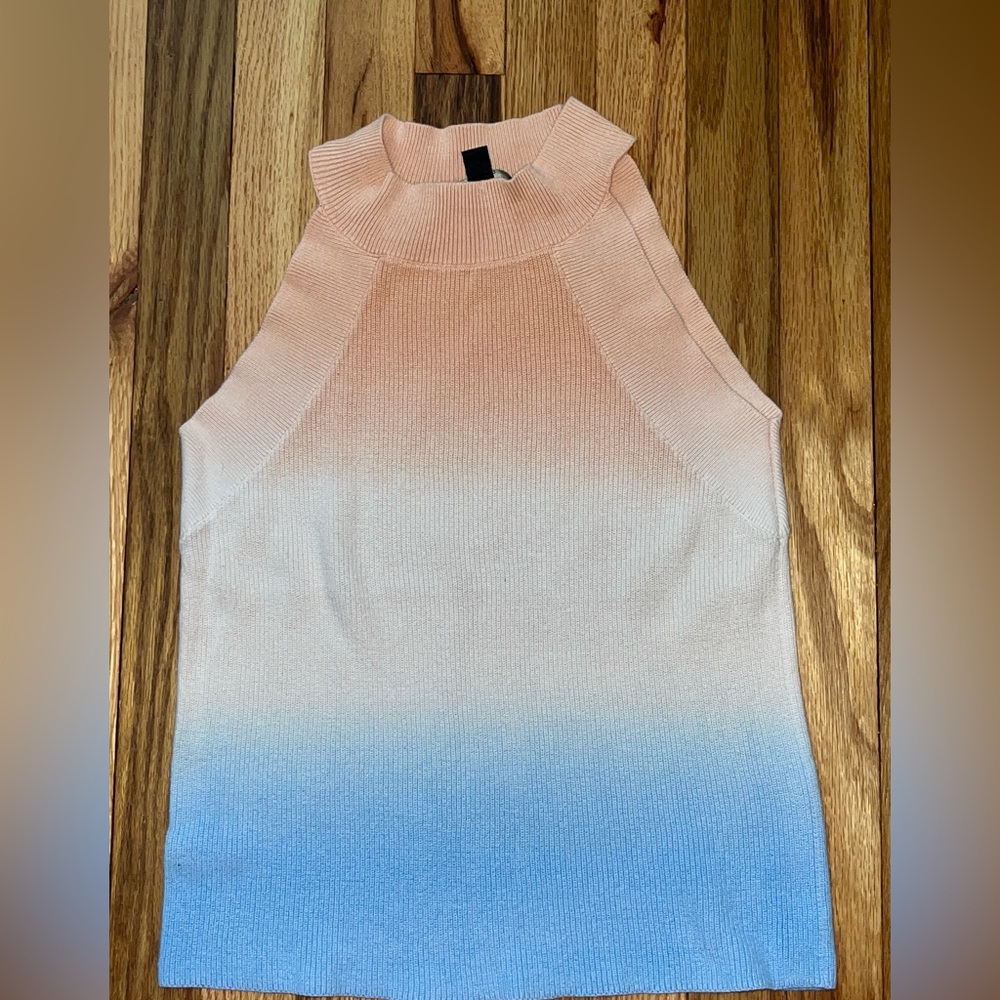 Ann Taylor High Neck Apron Knit Ombre Top